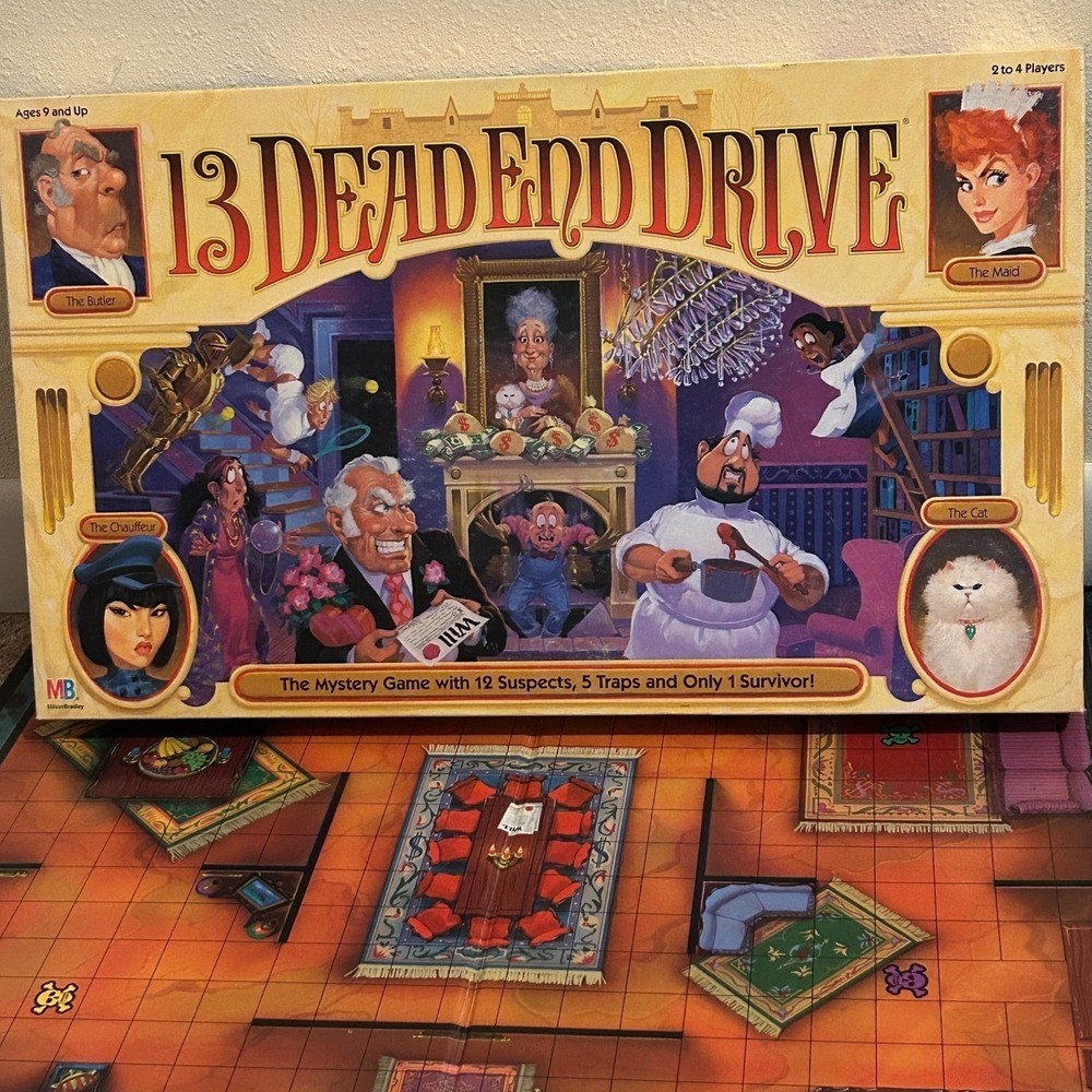 Vintage 13 Dead End Drive Board Game 1993 Milton Bradley Mystery Suspects Traps